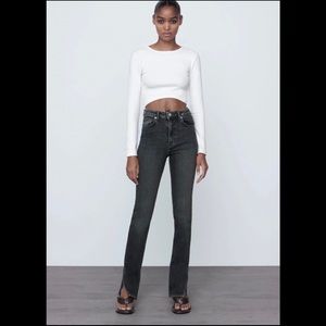 Zara High Rise Split Skinny Jeans